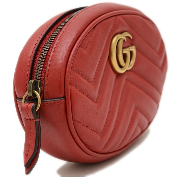 GUCCI Red Leather GG Marmont Fanny Pack - Picture 4 of 8